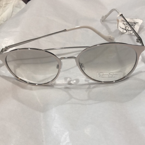 Jessica Simpson j5564 white silver wire frame brow bar smoke lens sunglasses new main image 8